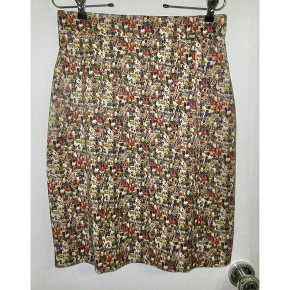 AKRIS 8 M Cafe Scene Print Skirt Pencil Multicolor Bergdorf Goodman